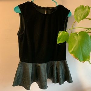 Velvet and pleather peplum